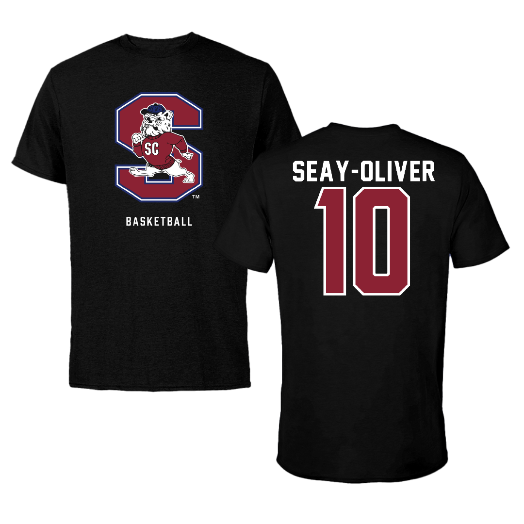 South Carolina State University Basketball Black Tee - #10 John Seay-Oliver