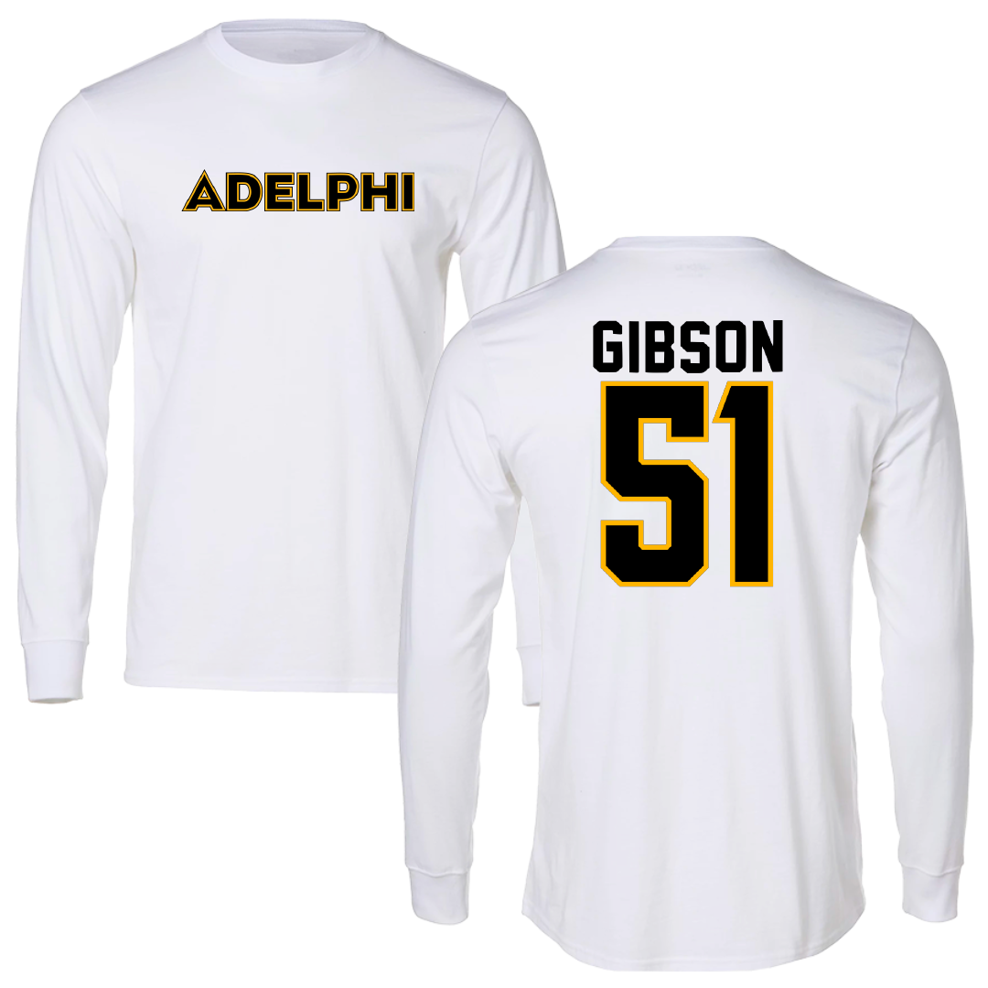 Adelphi University Lacrosse White Performance Long Sleeve - #51 Noah Gibson