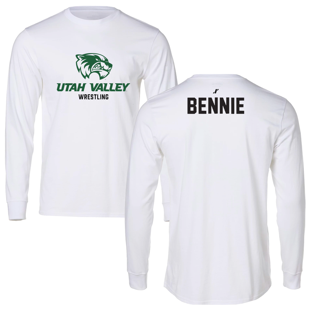 Utah Valley University Wrestling White Classic Performance Long Sleeve - Kael Bennie