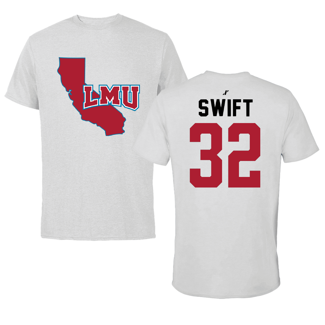 Loyola Marymount University Soccer Light Gray State Tee - #32 Kennedy Swift