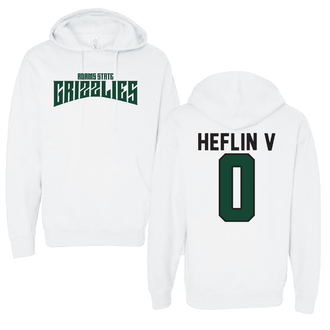 Adams State University Basketball White Classic Hoodie - #0 Robert Heflin V