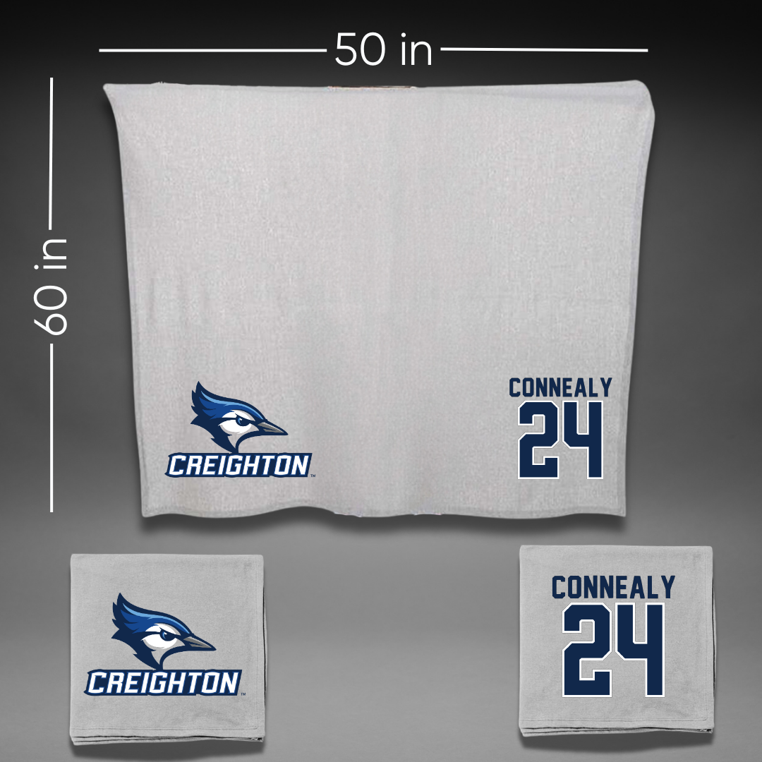 Creighton University Soccer Gray Blanket - #24 Mallory Connealy