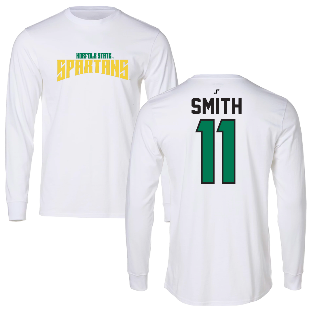 Norfolk State University Basketball White Classic Performance Long Sleeve - #11 Amari Smith