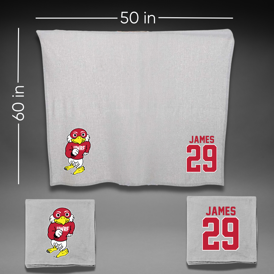 University of Wisconsin-River Falls Soccer Gray Blanket - #29 Haley James