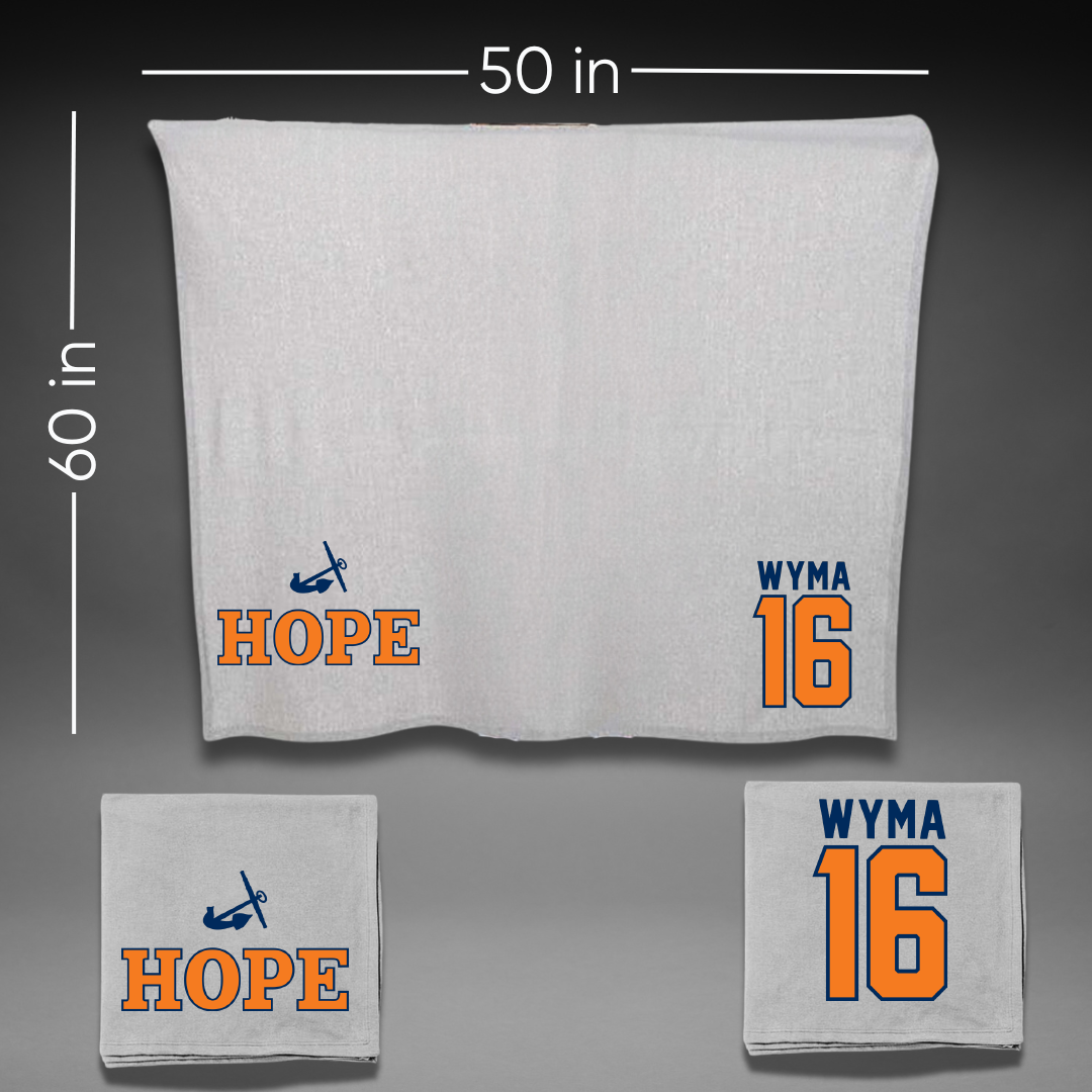 Hope College Volleyball Gray Blanket - #16 Olivia Wyma