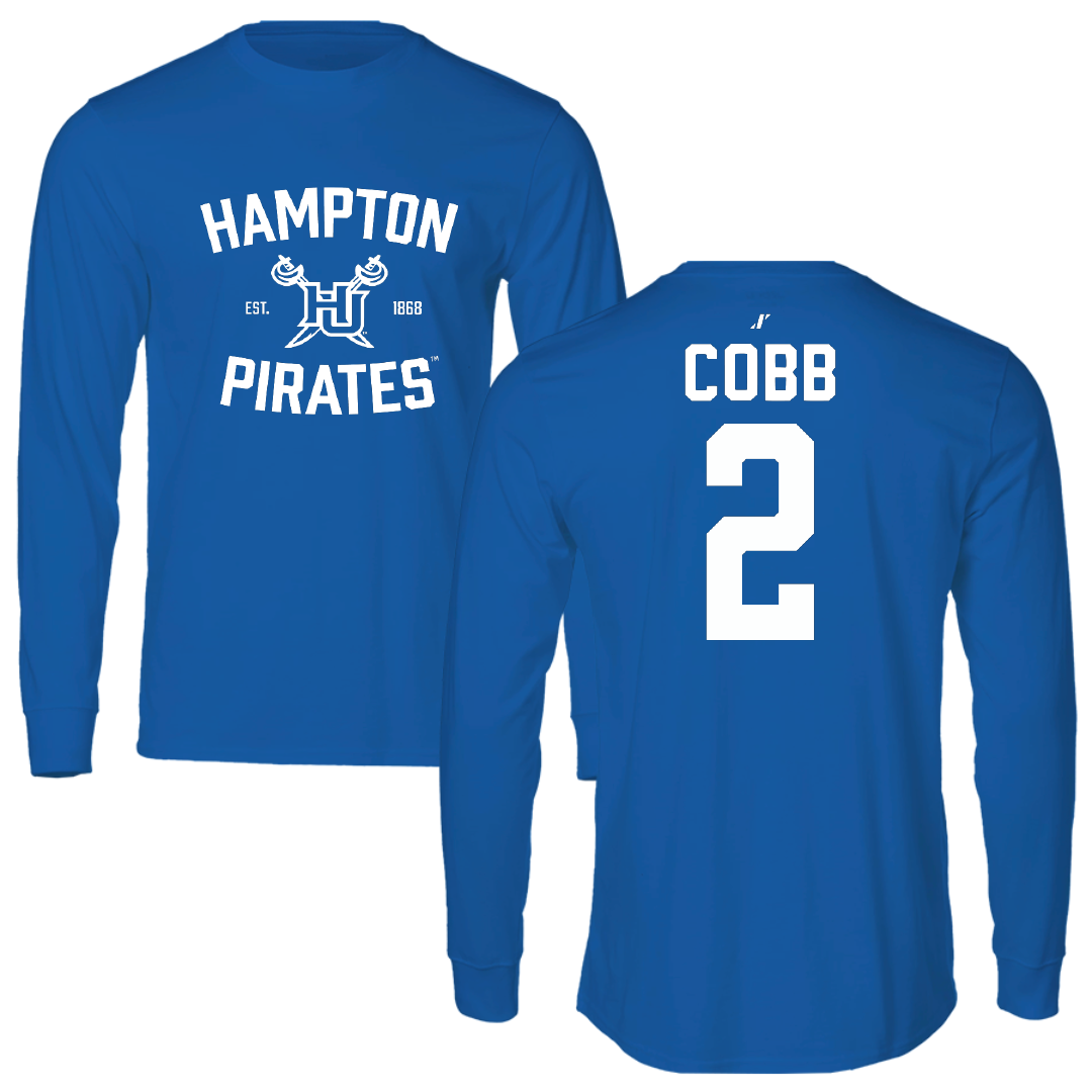 Hampton University Basketball Blue General Performance Long Sleeve - #2 Malaka Cobb