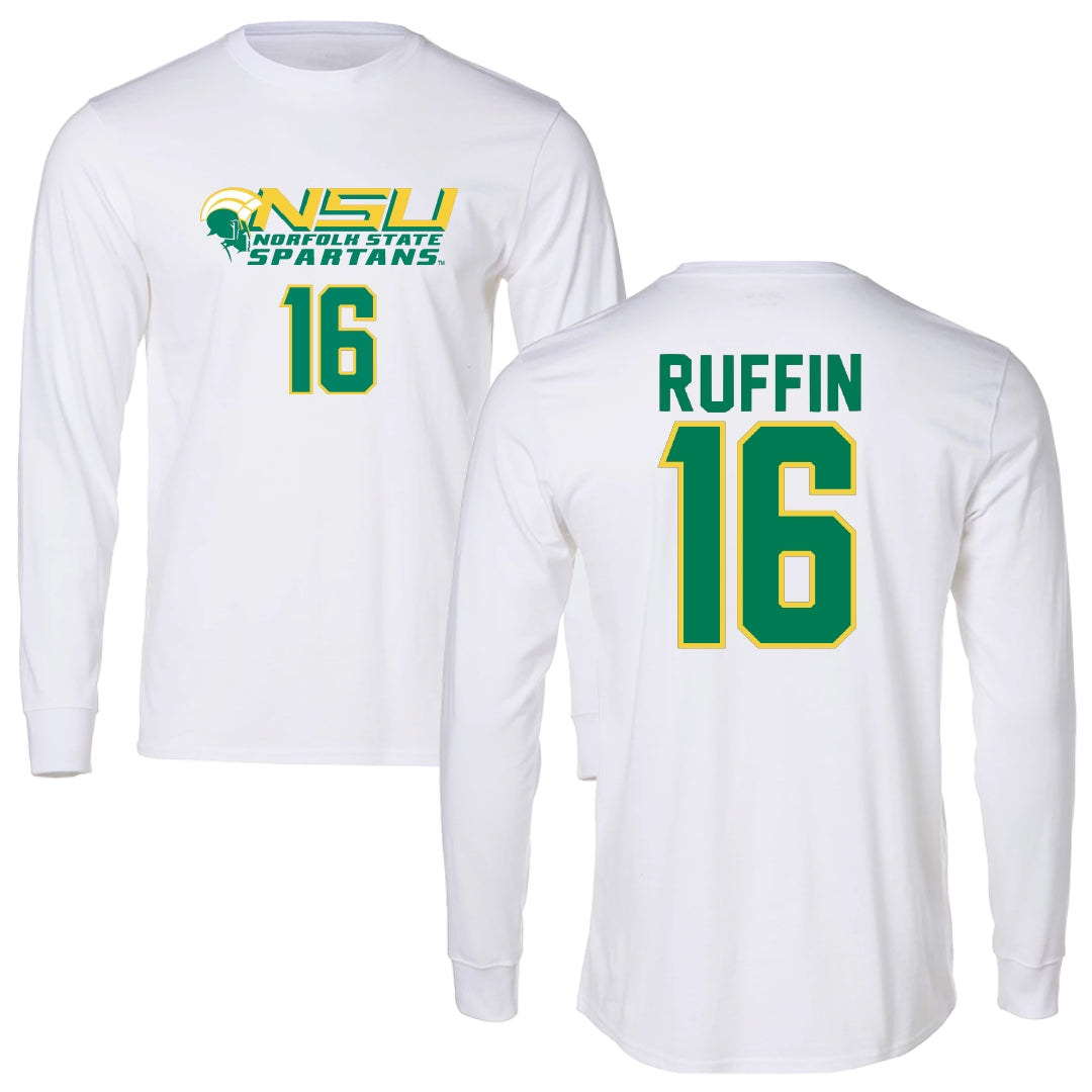 Norfolk State University Football White Long Sleeve - #16 Christian Ruffin