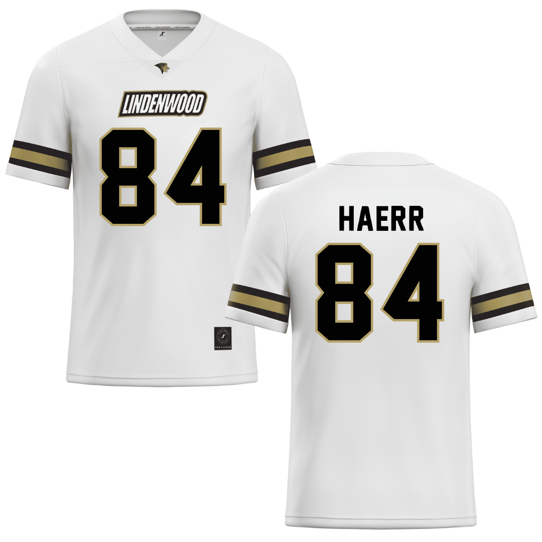 Lindenwood University White Football Jersey - #84 Abe Haerr