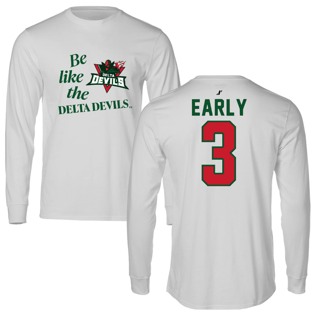 Mississippi Valley State University Baseball Light Gray Be Like Us Performance Long Sleeve - #3 Tom Early