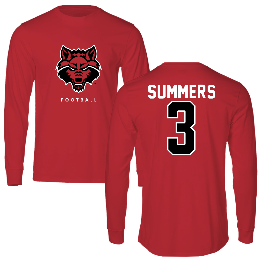 Arkansas State University Football Red Performance Long Sleeve - #3 Hunter Summers