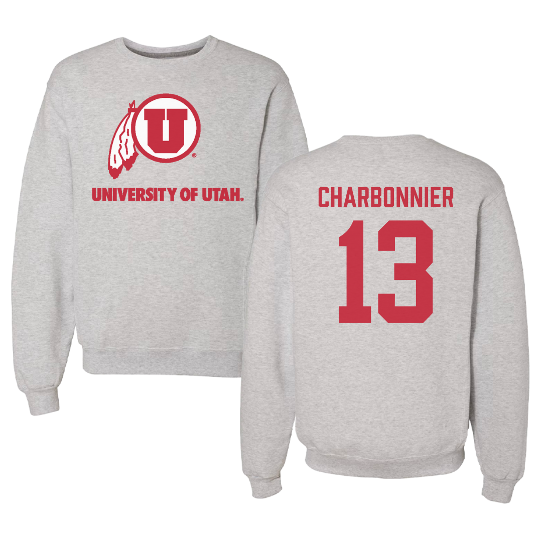 University of Utah Lacrosse Gray Crewneck - #13 Luc Charbonnier