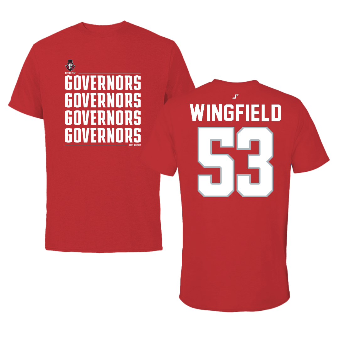 Austin Peay State University Football Red General Tee - #53 Christian Wingfield