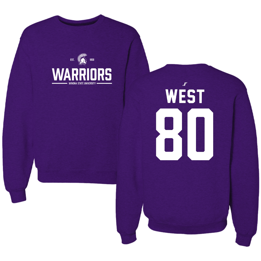 Winona State University Football Purple General Crewneck - #80 Jaylen West
