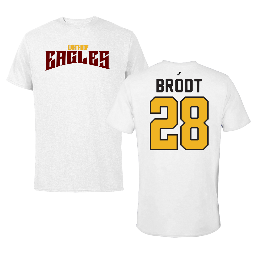 Winthrop University Baseball White Classic Tee - #28 Walker Brodt