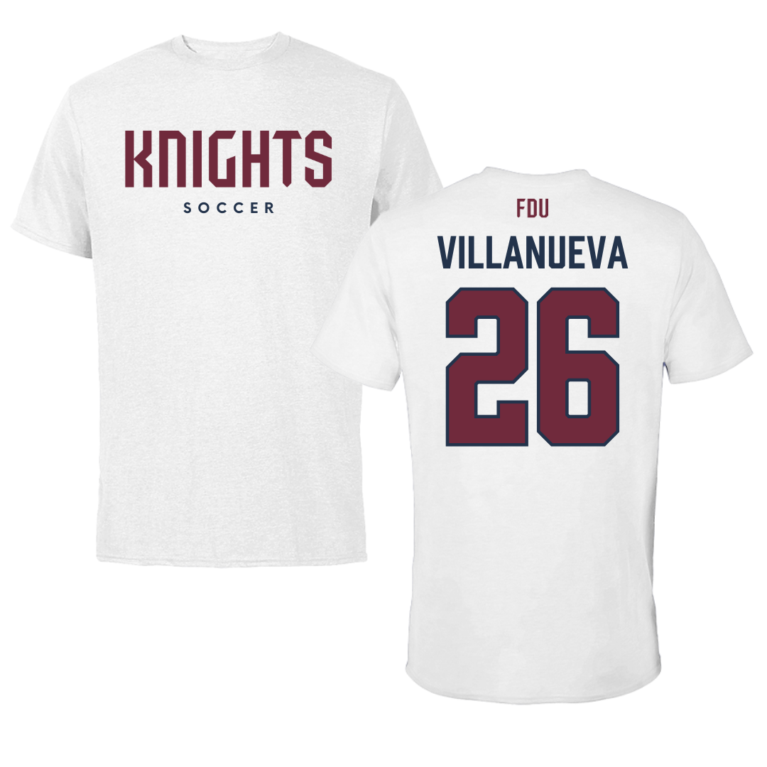 Fairleigh Dickinson University-Metropolitan Campus Soccer White Tee - #26 Emily Villanueva