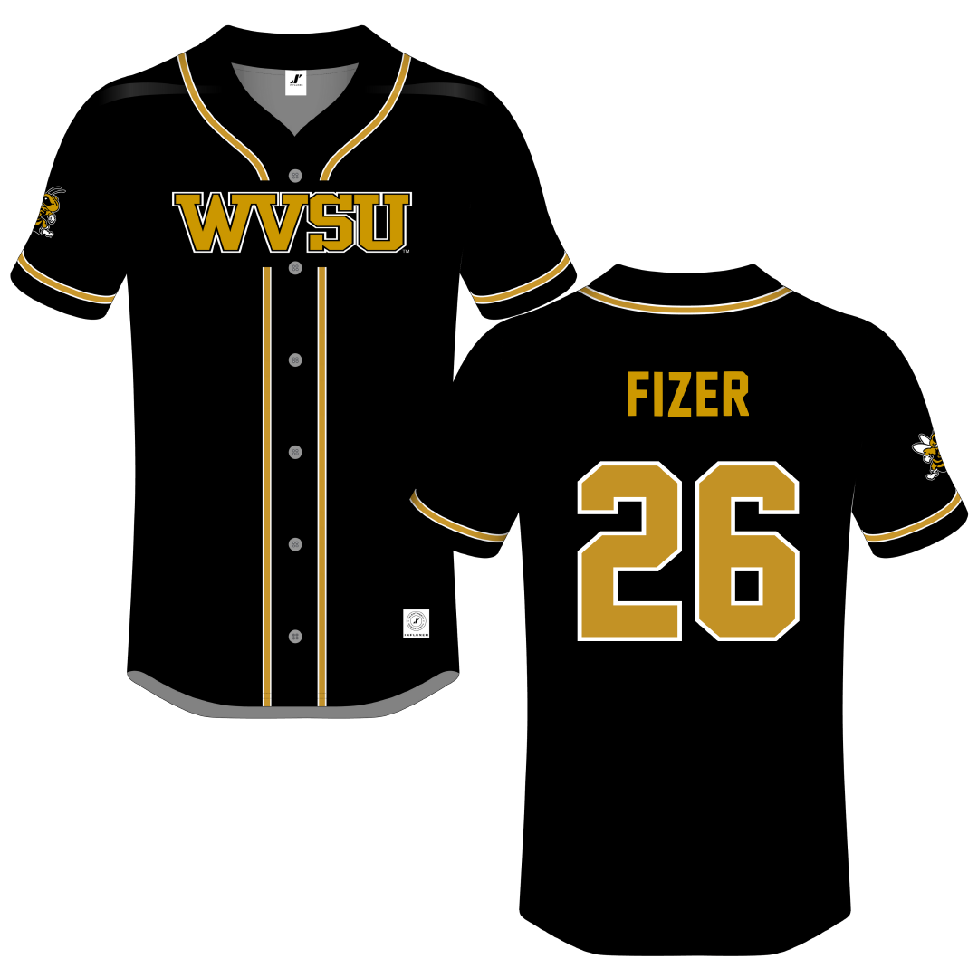 West Virginia State University Black Button-Down Jersey - #26 Connor Fizer