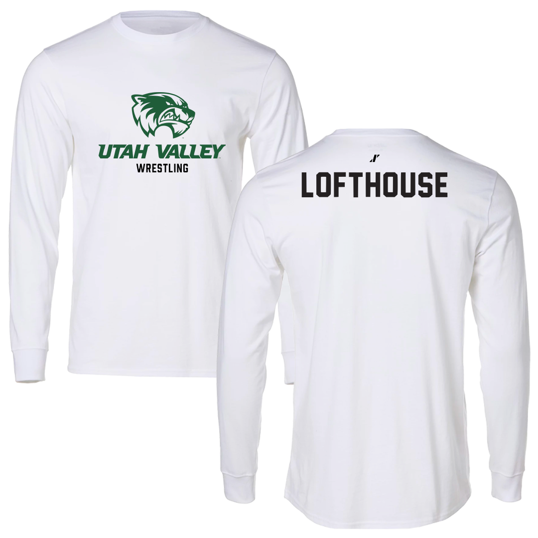 Utah Valley University Wrestling White Classic Performance Long Sleeve - Tanner Lofthouse