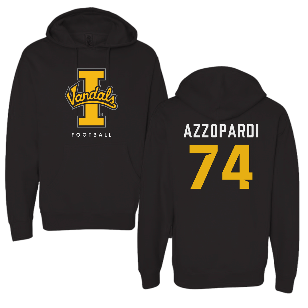 University of Idaho Football Black Vandals Hoodie - #74 Nate Azzopardi