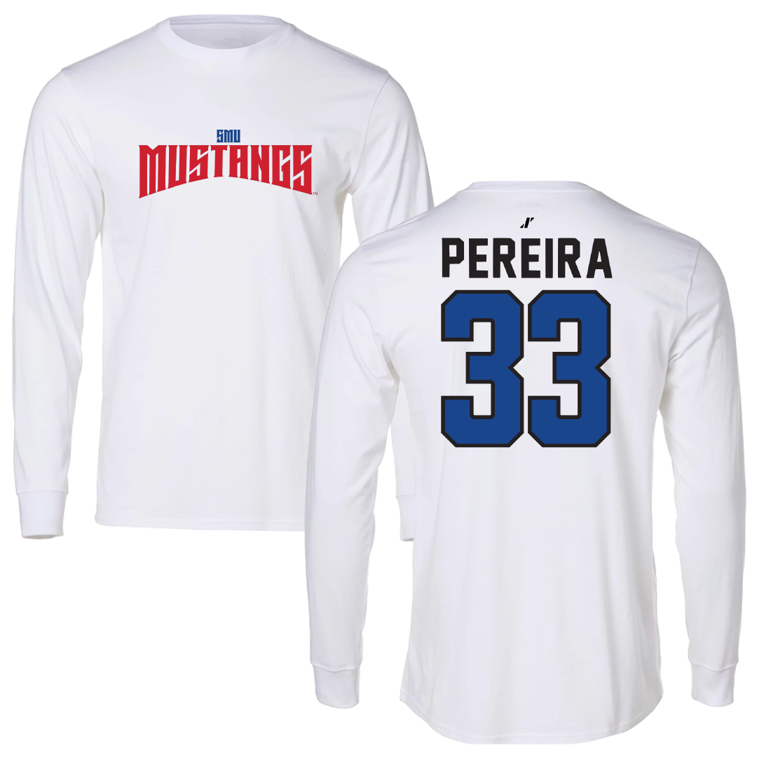 Southern Methodist University Football White Classic Long Sleeve - #33 Meyer Pereira