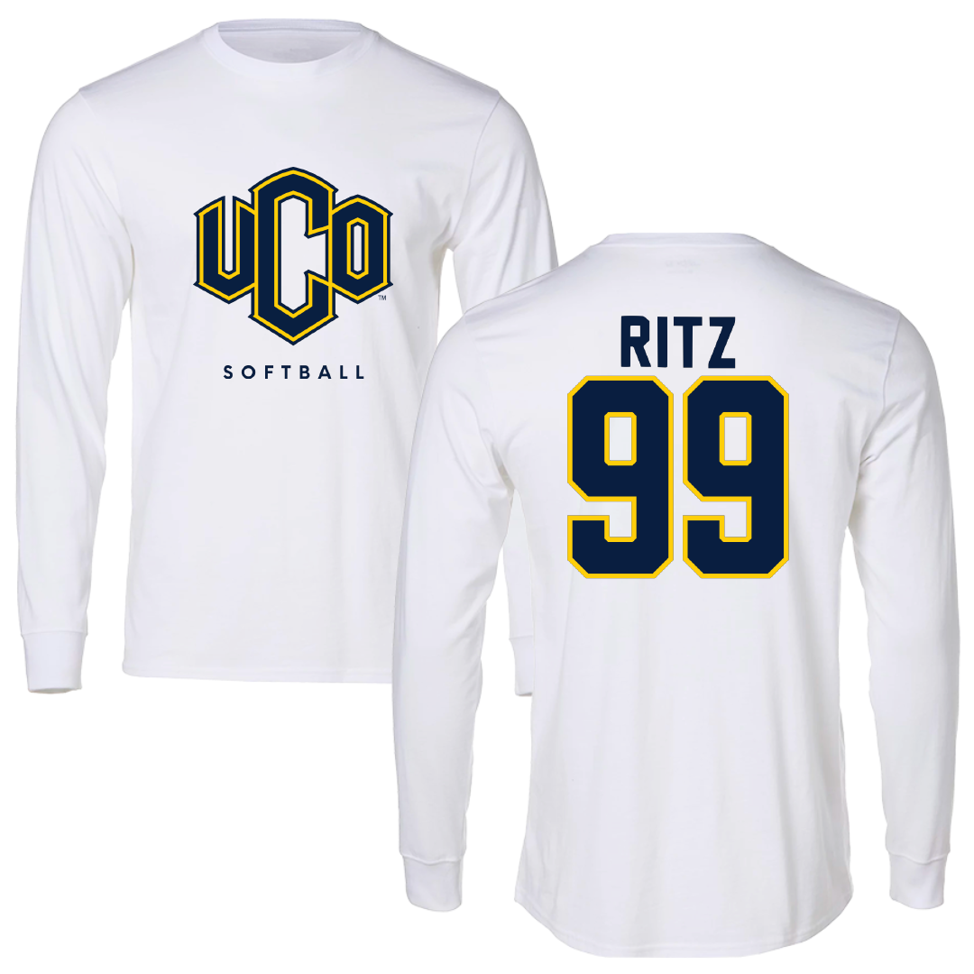 University of Central Oklahoma Softball White Long Sleeve - #99 Terin Ritz