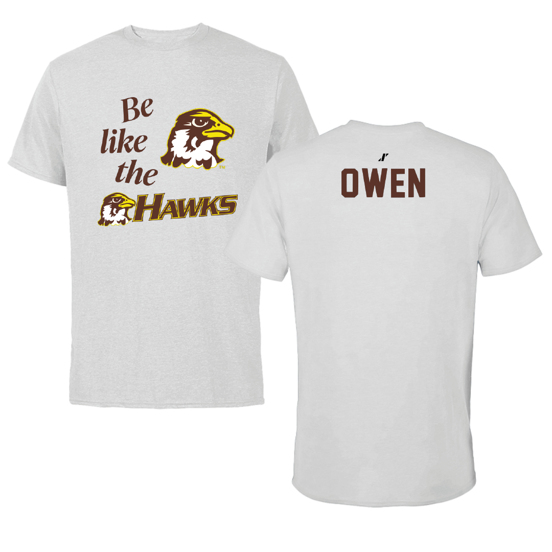 Quincy University Swimming & Diving Light Gray Be Like Us Performance Tee - Grant Owen