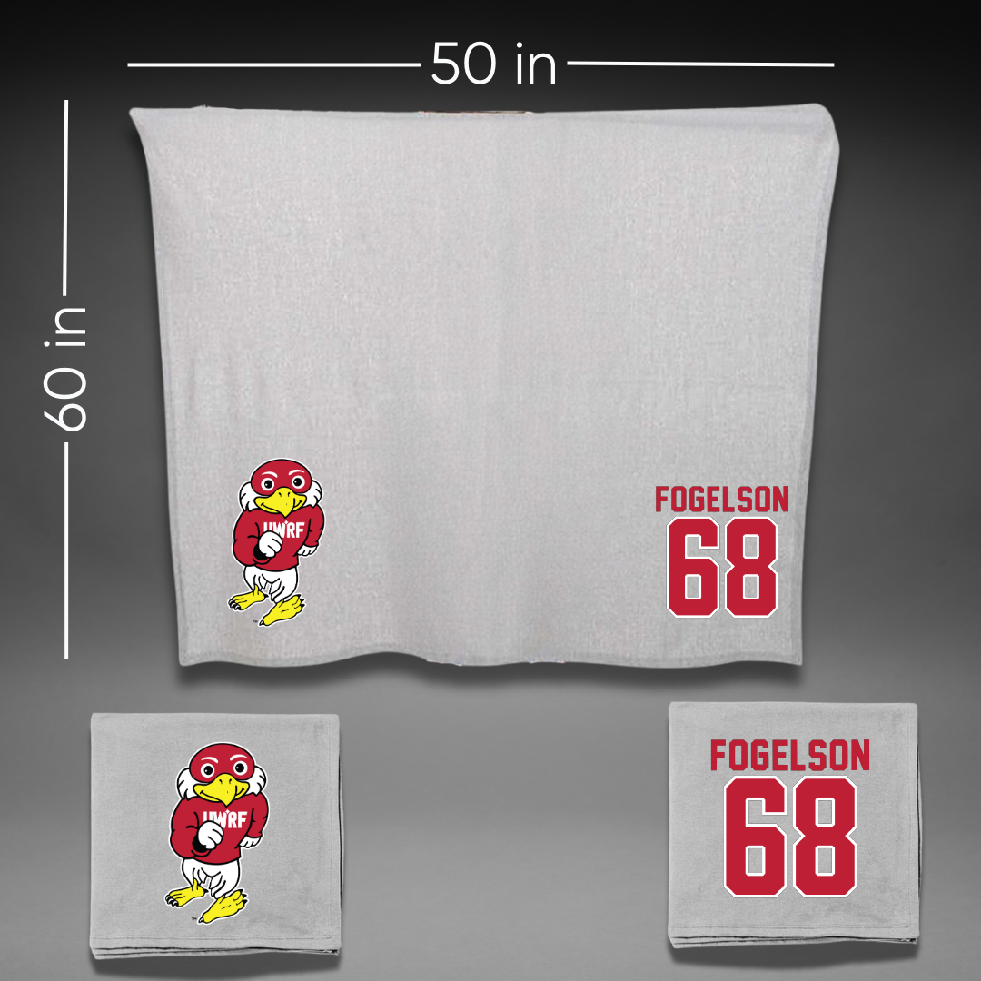 University of Wisconsin-River Falls Football Gray Blanket - #68 Blake Fogelson