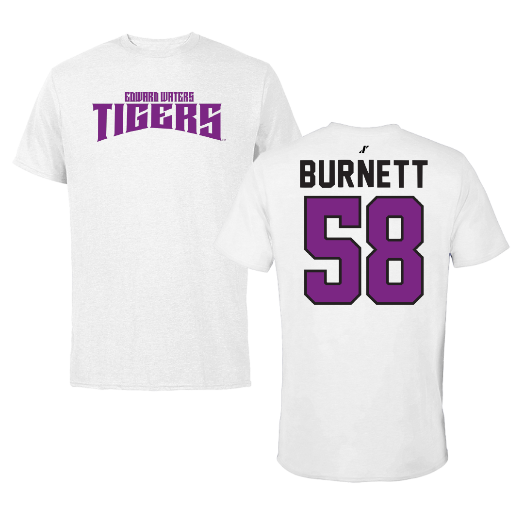 Edward Waters University Football White Classic Tee - #58 Jeremiah Burnett