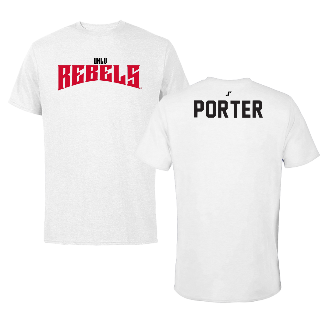 University of Nevada-Las Vegas TF and XC White Classic Performance Tee - Kennedi Porter