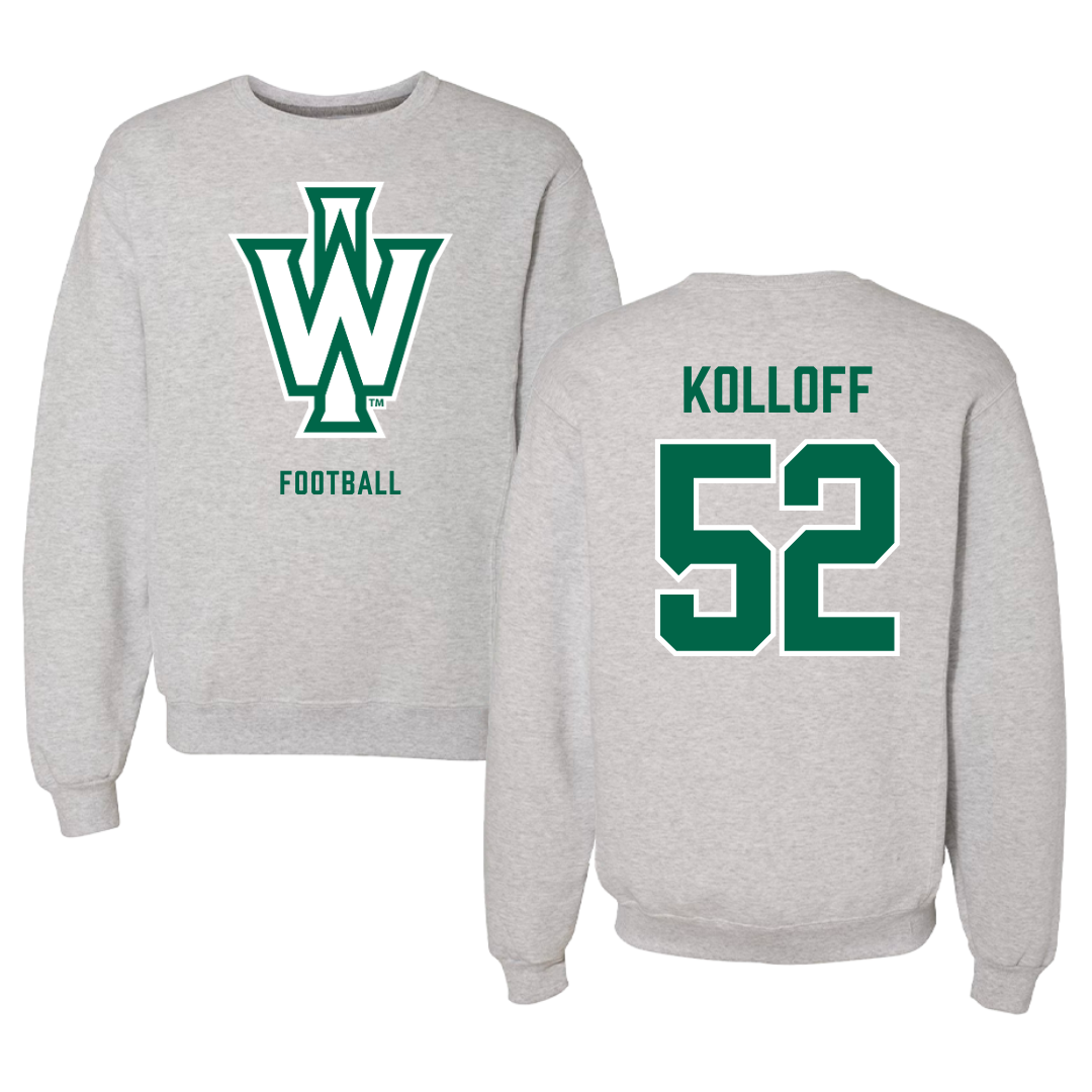 Illinois Wesleyan University Football Gray Crewneck - #52 Ethan Kolloff