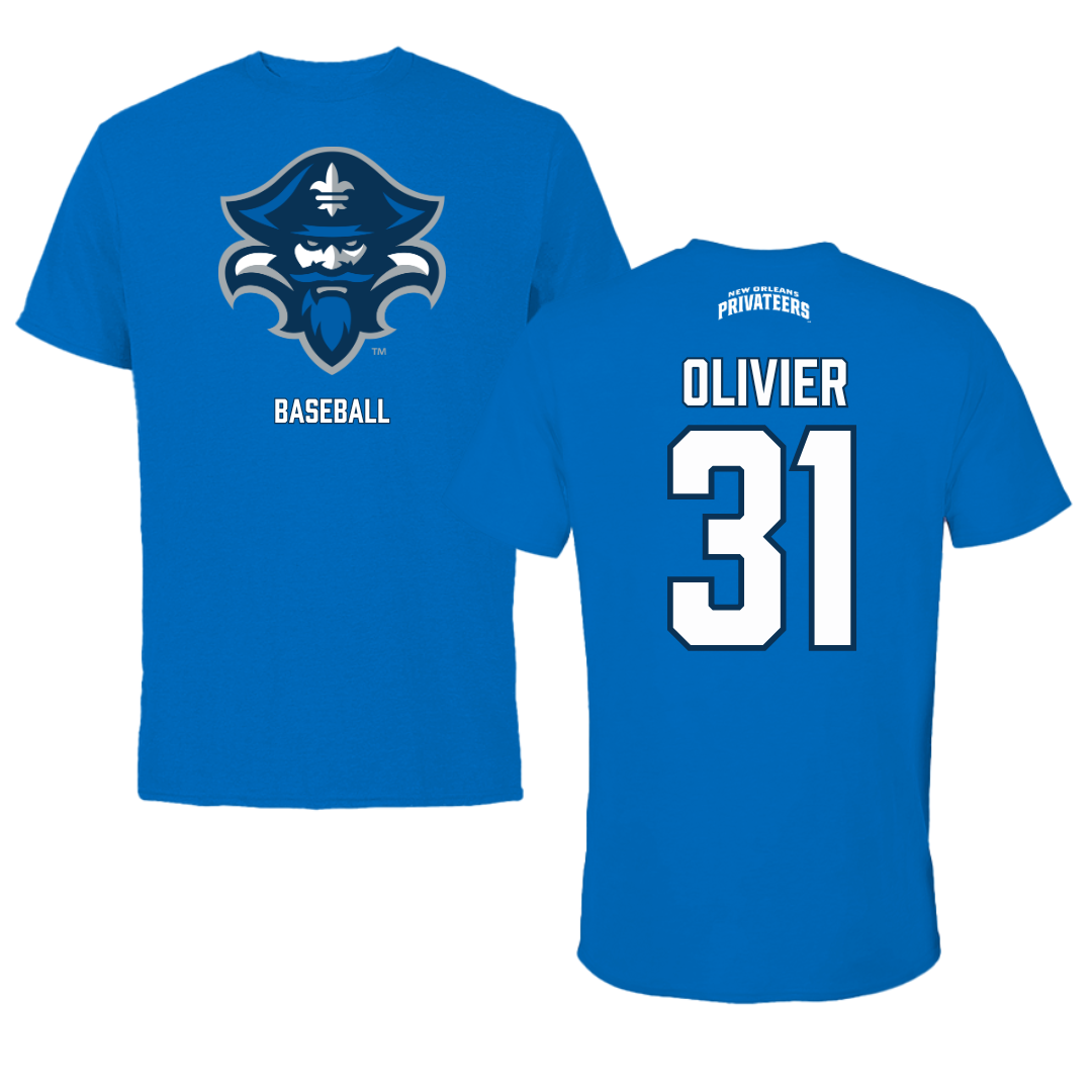 University of New Orleans Baseball Blue Mascot Tee - #31 Chris Olivier