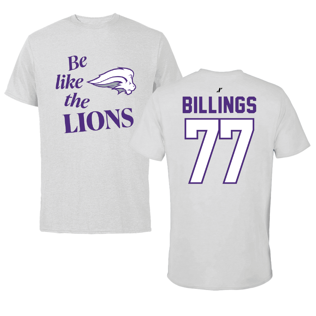 Nelson University Football Light Gray Be Like Us Performance Tee - #77 Benjamin Billings