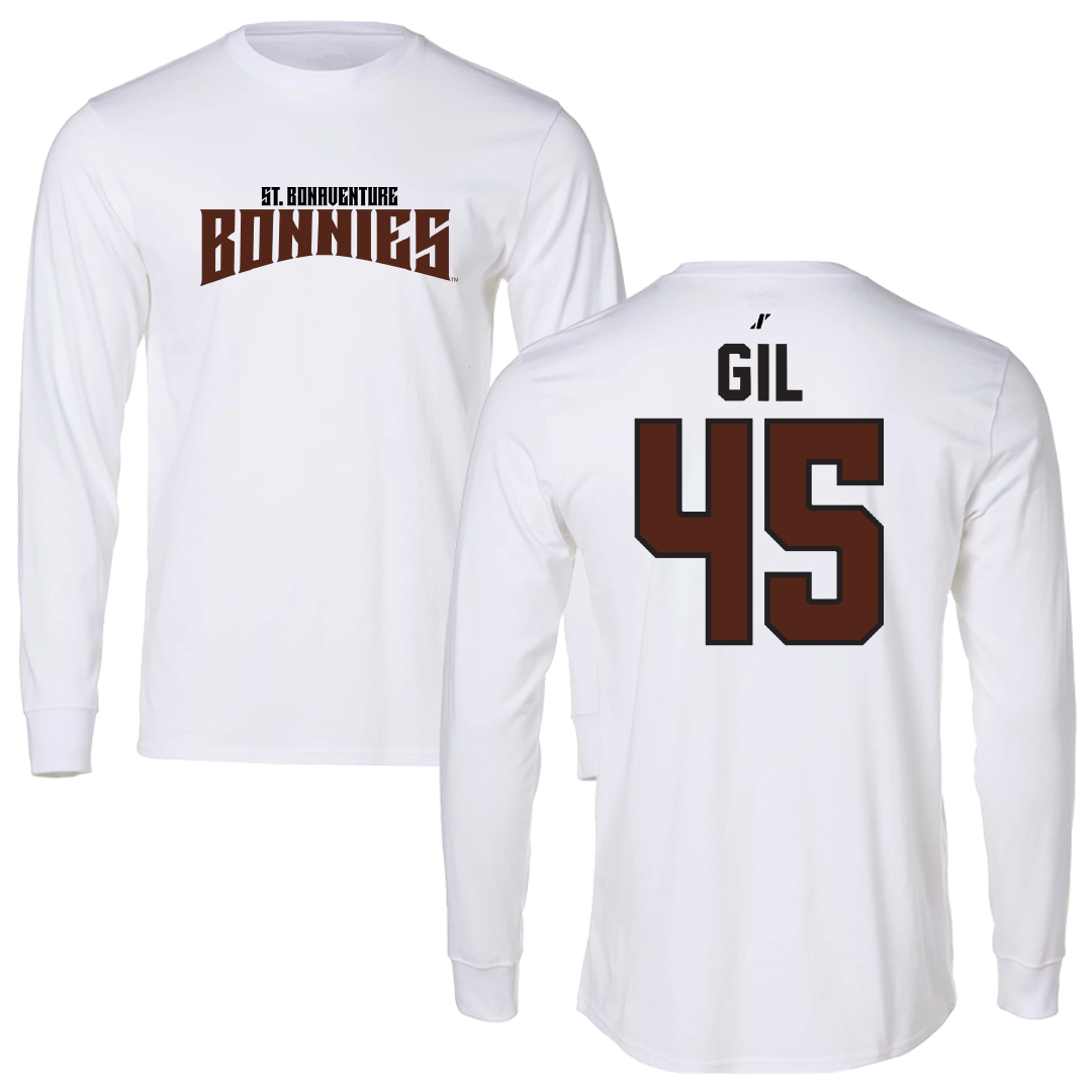 St. Bonaventure University Baseball White Classic Long Sleeve - #45 Samuel Gil