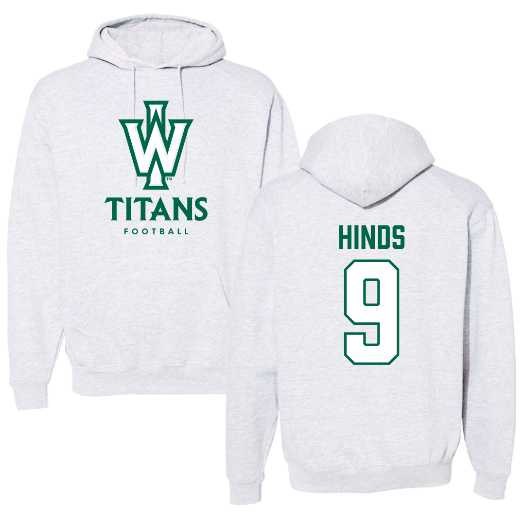 Illinois Wesleyan University Football Gray Hoodie - #9 Zach Hinds