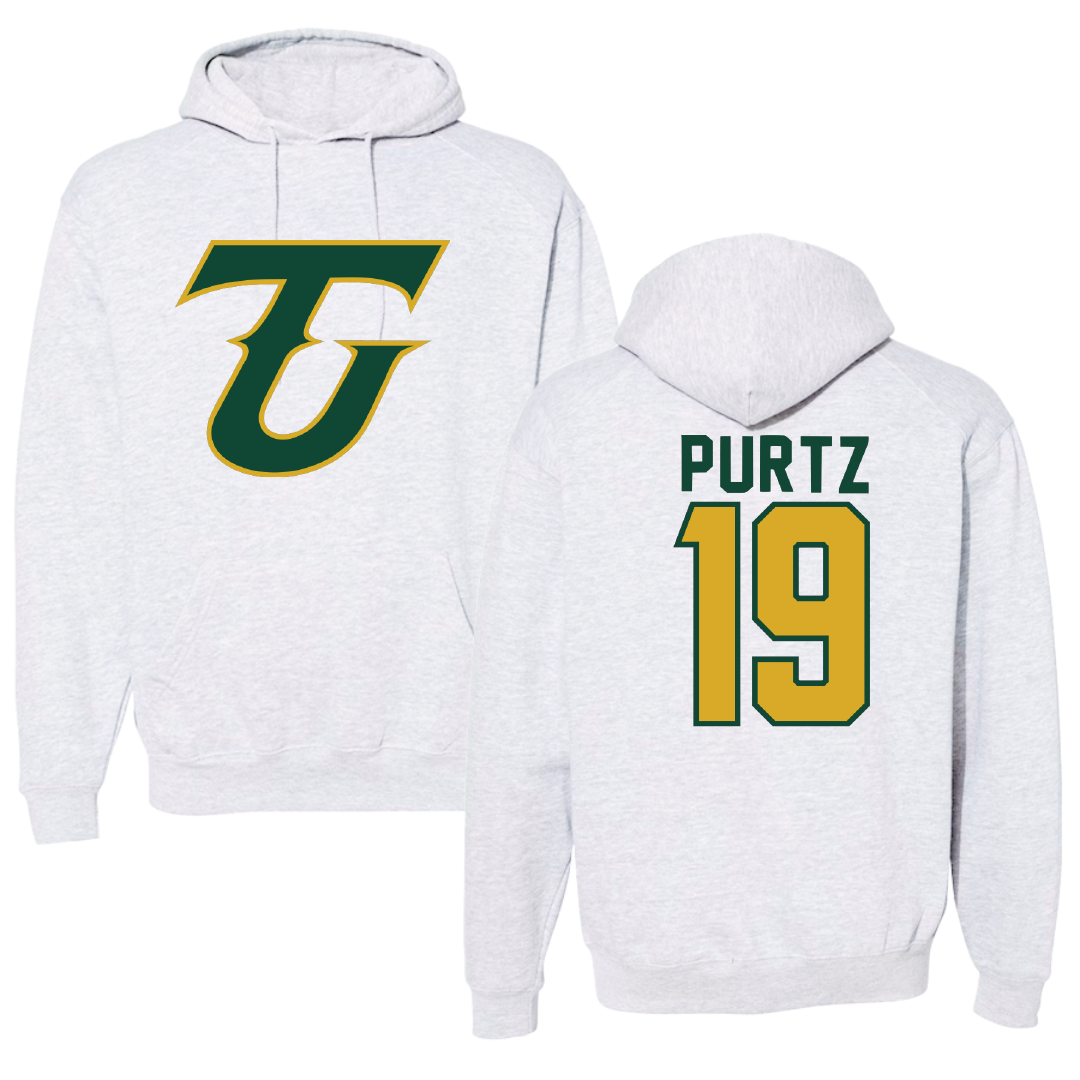 Tiffin University Soccer Light Gray Hoodie - #19 Noah Purtz