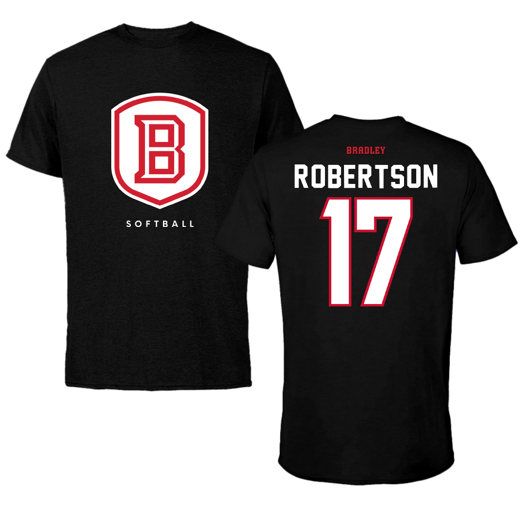 Bradley University Softball Black Shield Tee - #17 Kinsley Robertson