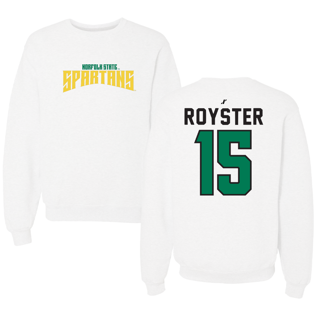 Norfolk State University Baseball White Classic Crewneck - #15 Liam Royster