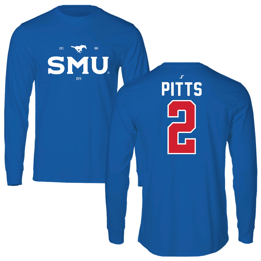 Southern Methodist University Basketball Blue General Performance Long Sleeve - #2 TK Pitts