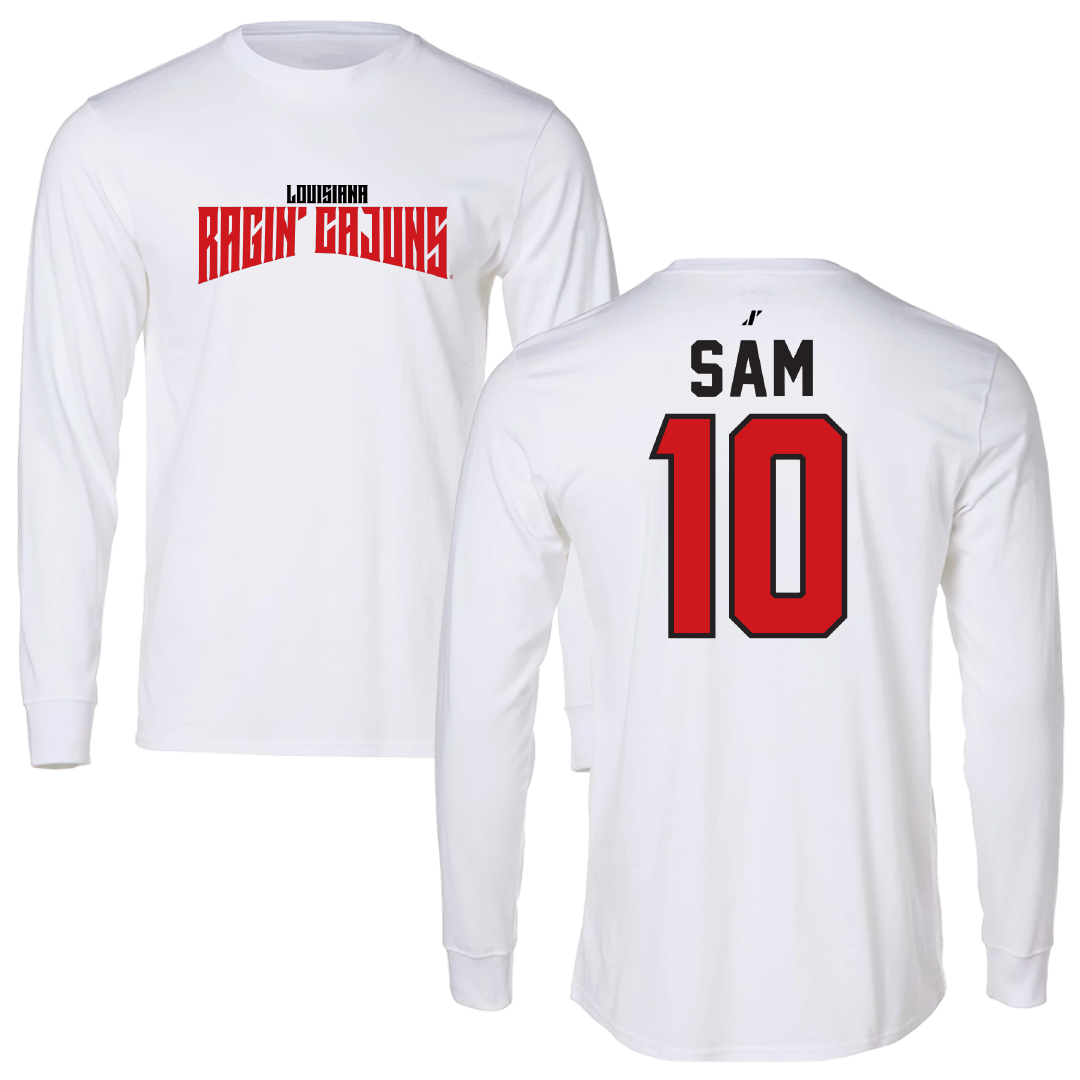 University of Louisiana at Lafayette Basketball White Classic Long Sleeve - #10 Aasia Sam