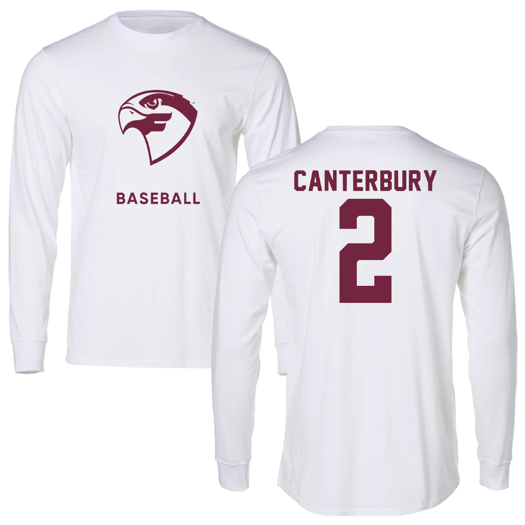 Fairmont State University Baseball White Performance Long Sleeve - #2 Noah Canterbury