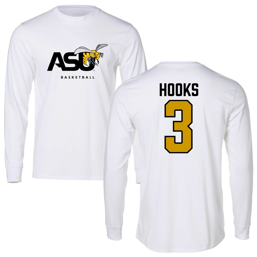 Alabama State University Basketball White Performance Long Sleeve - #3 April Hooks