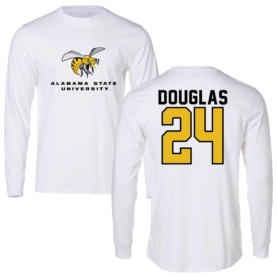Alabama State University Baseball White Block Long Sleeve - #24 Kameron Douglas