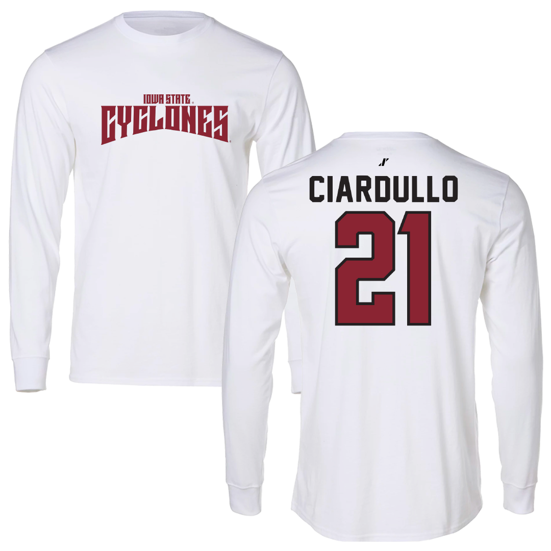 Iowa State University Soccer White Classic Performance Long Sleeve - #21 Ella Ciardullo