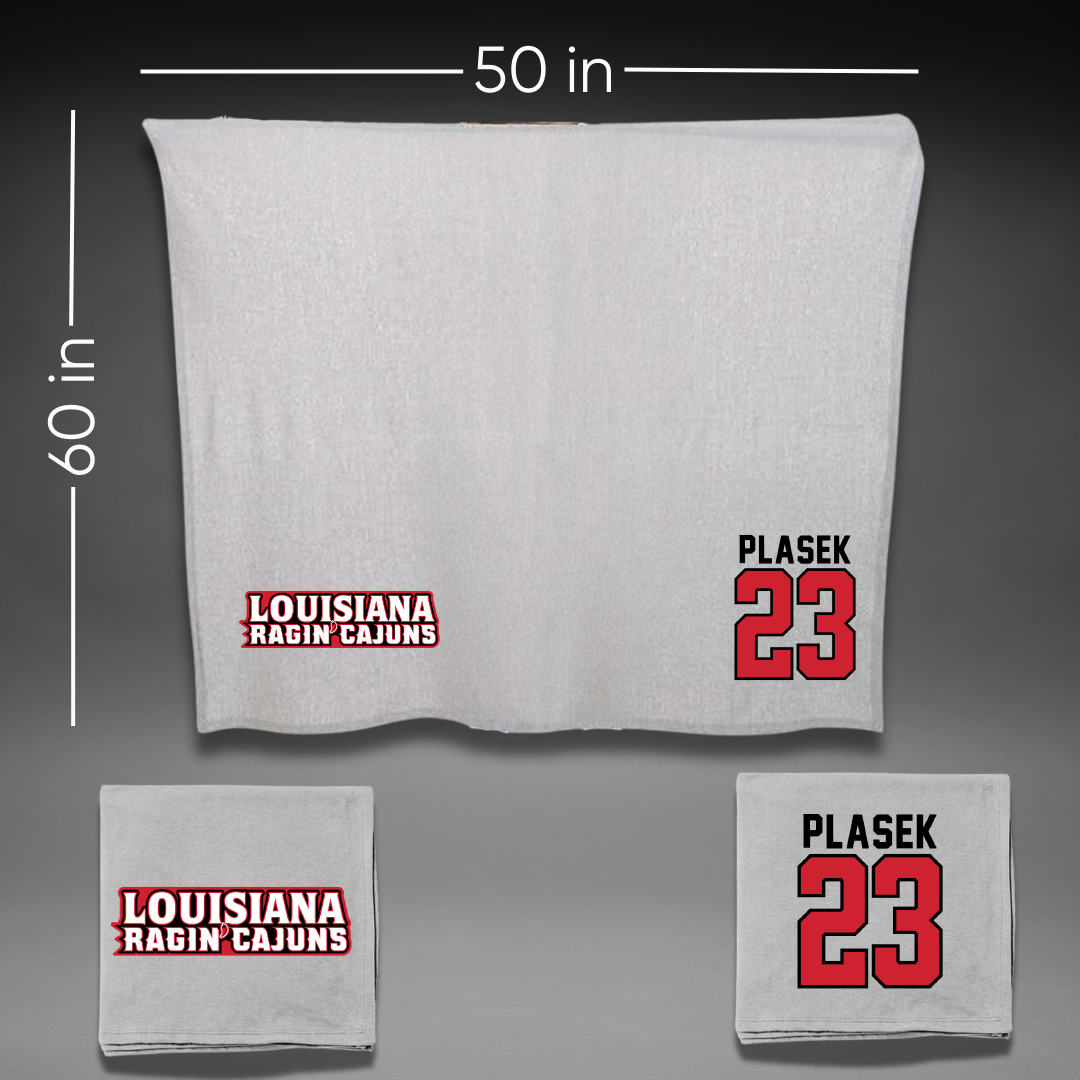 University of Louisiana at Lafayette Soccer Gray Blanket - #23 Liberty Plasek