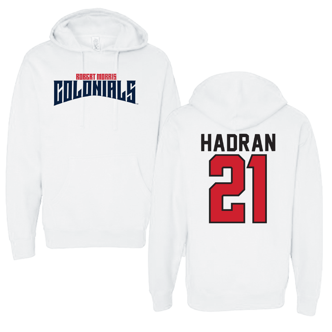 Robert Morris University Soccer White Classic Hoodie - #21 Anass Hadran