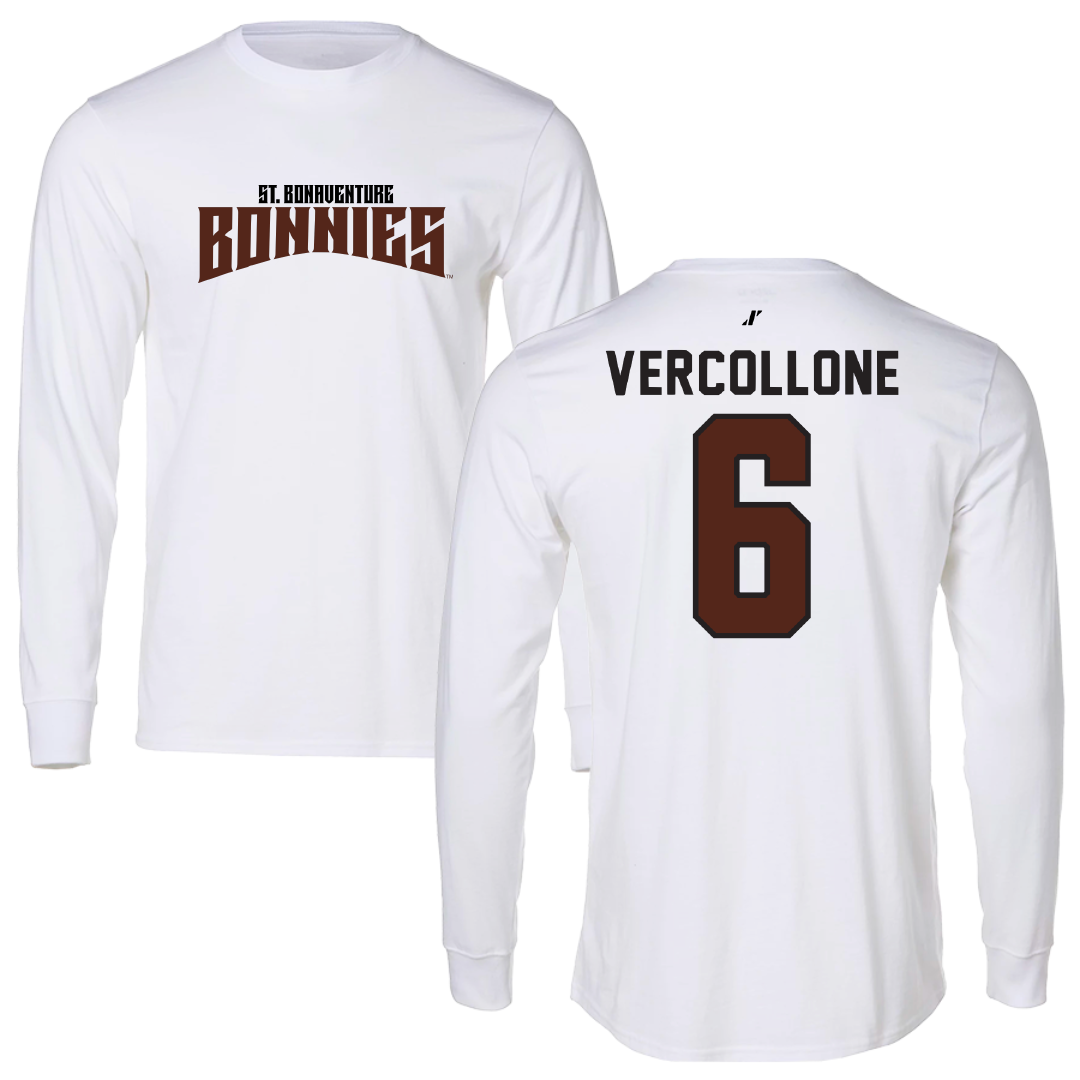 St. Bonaventure University Baseball White Classic Performance Long Sleeve - #6 Conner Vercollone