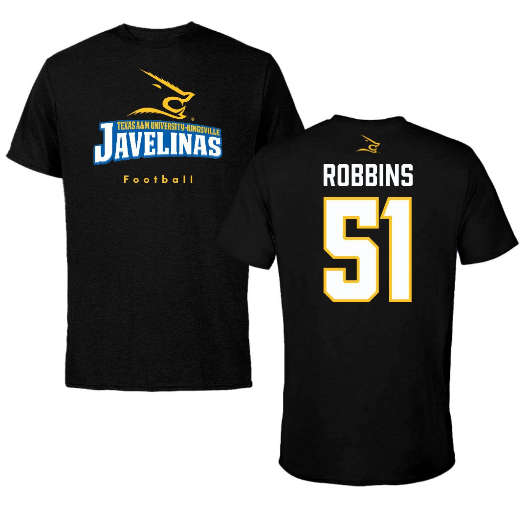 Texas A&M University-Kingsville Football Black Tee - #51 Tre Robbins