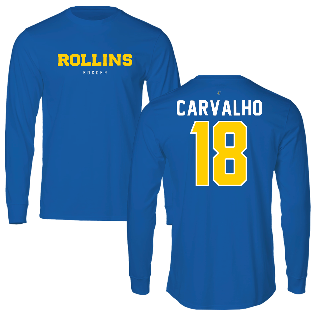 Rollins College Soccer Blue Long Sleeve - #18 Lucca Carvalho