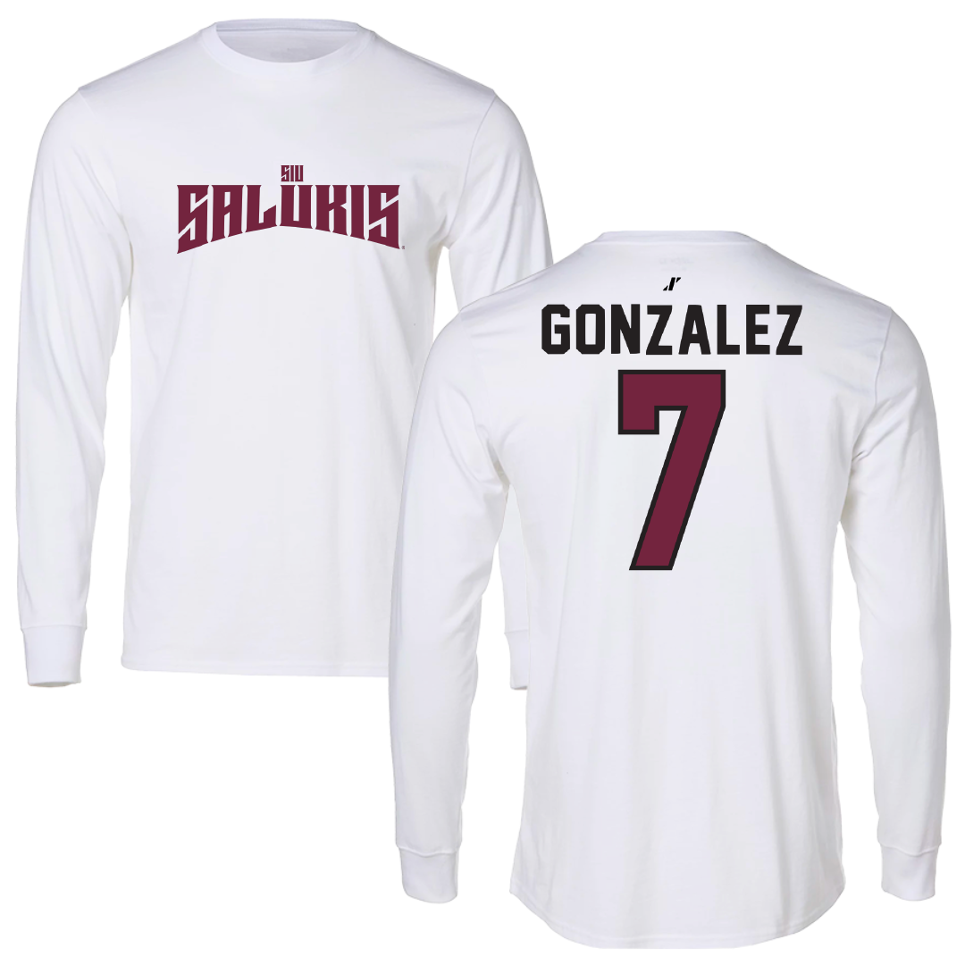 Southern Illinois University at Carbondale Soccer White Classic Performance Long Sleeve - #7 Veronica Gonzalez