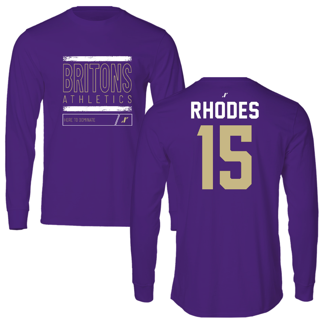 Albion College Basketball Purple Dominate Performance Long Sleeve - #15 Kurtis Rhodes