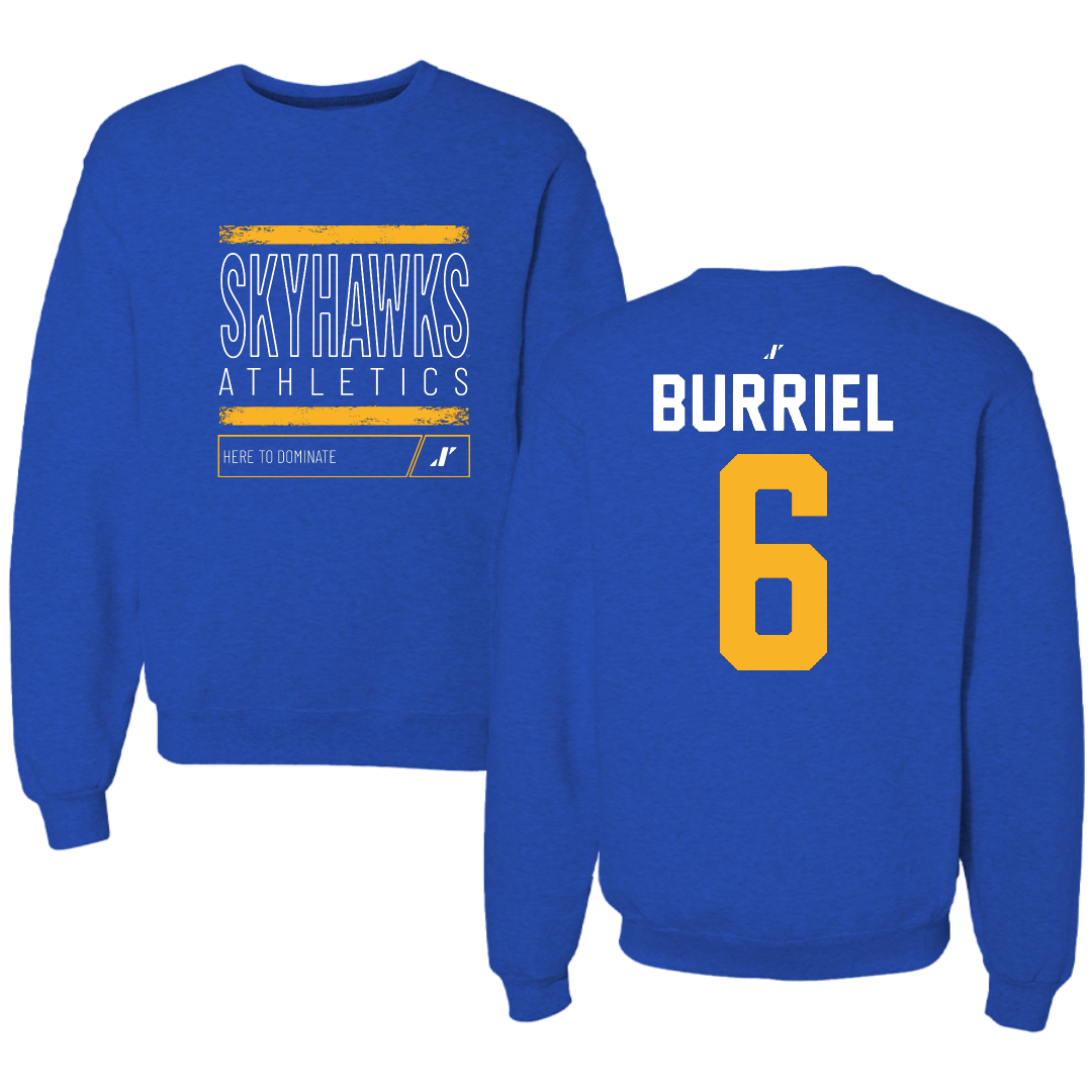 Fort Lewis College Softball Blue Dominate Crewneck - #6 Ashley Burriel